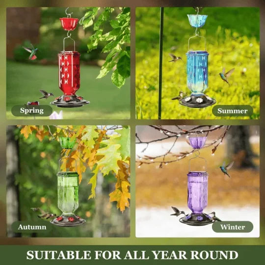24 oz Glass Hummingbird Feeder with Leak-Proof Design