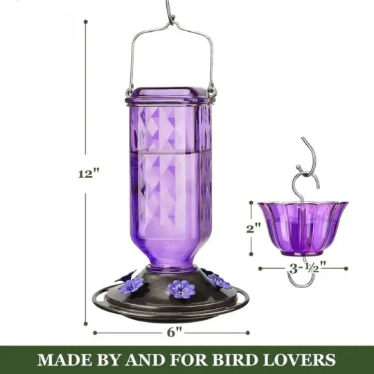 24 oz Glass Hummingbird Feeder with Leak-Proof Design