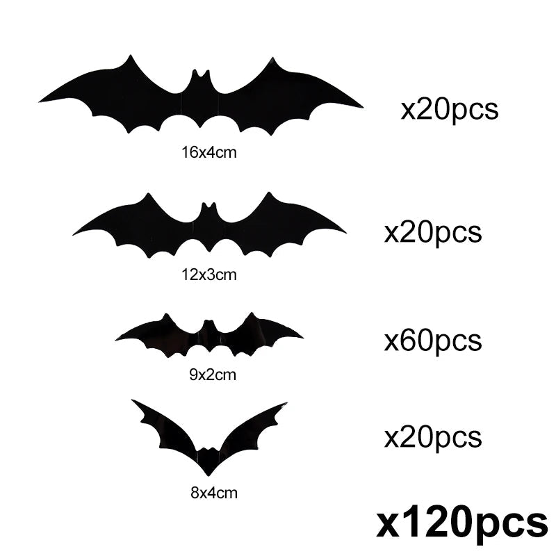 3D PVC Halloween Bats Wall Decals - Spooky Peel-and-Stick Decor