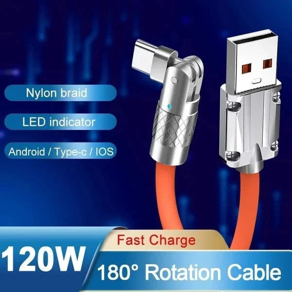 180° Rotating Fast-Charge Cable for Effortless, One-Handed Charging