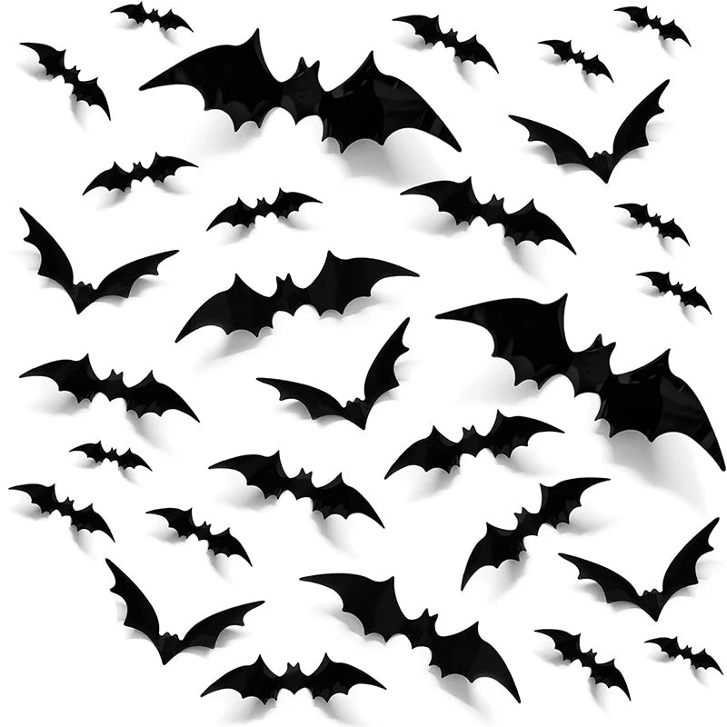 3D PVC Halloween Bats Wall Decals - Spooky Peel-and-Stick Decor