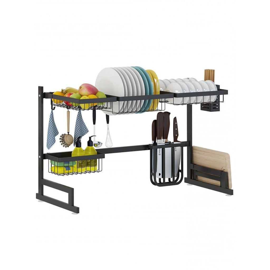 34.6-Inch Black Stainless Steel Over-Sink Dish Drying Rack for Dishes & Utensils