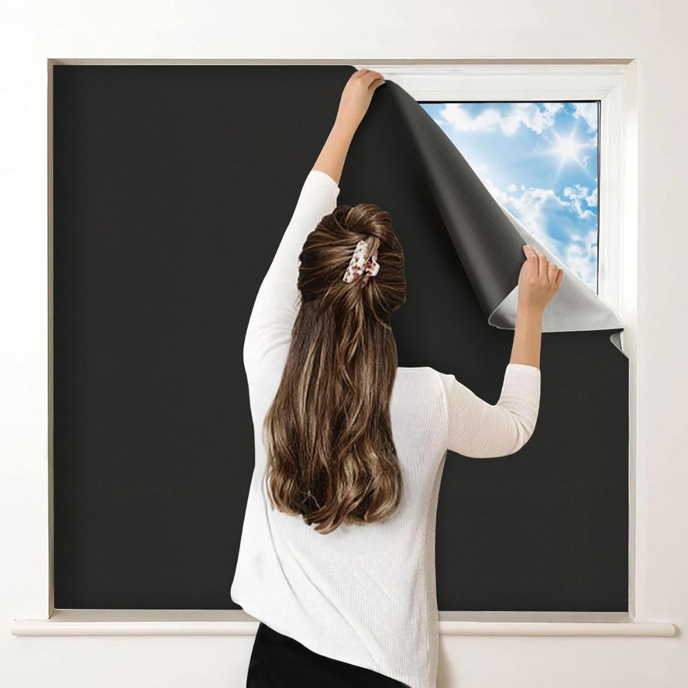 Self-Adhesive Blackout Window Shade - Total Sun Blocking and Privacy