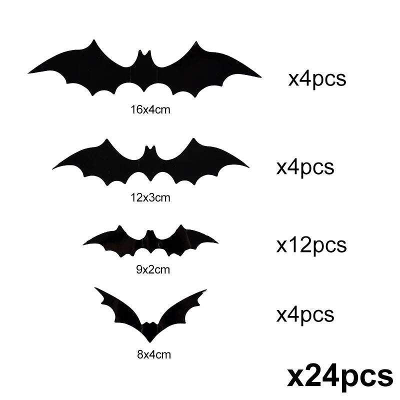 3D PVC Halloween Bats Wall Decals - Spooky Peel-and-Stick Decor