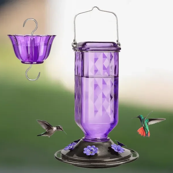 24 oz Glass Hummingbird Feeder with Leak-Proof Design