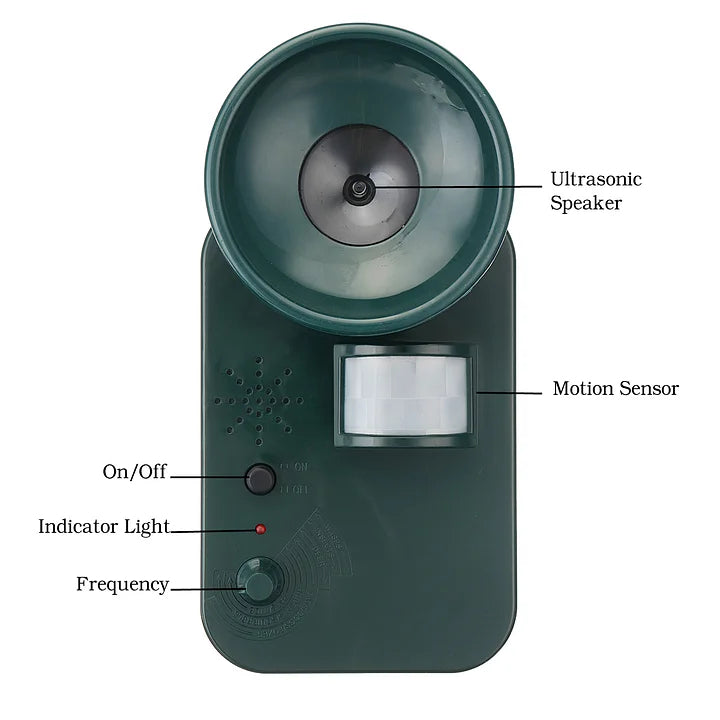 5000 sq ft Ultrasonic Cordless Pest Repeller – 9V DC Outdoor Animal Deterrent for Safe, Effective Repulsion of Various Animals