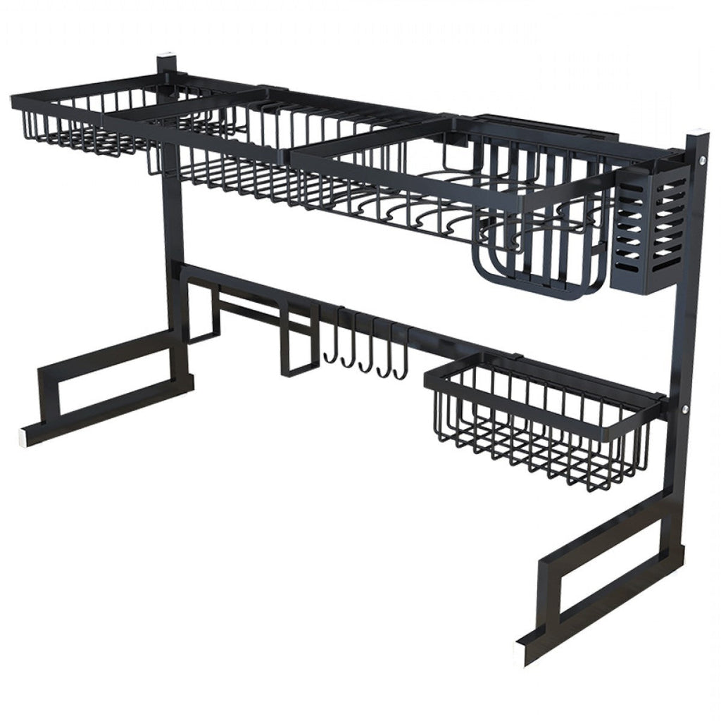 34.6-Inch Black Stainless Steel Over-Sink Dish Drying Rack for Dishes & Utensils