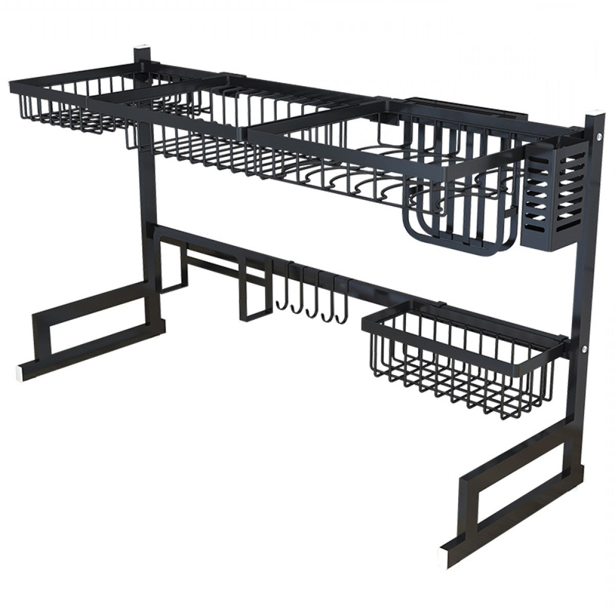 34.6-Inch Black Stainless Steel Over-Sink Dish Drying Rack for Dishes & Utensils