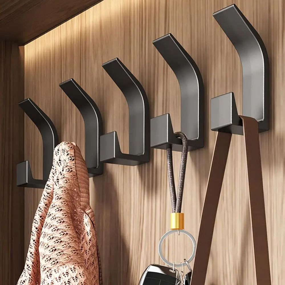 5-Pack Self-Adhesive Coat Hooks for Walls - Easy, No-Drill Installation