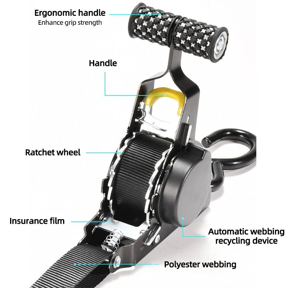Two-Pack Retractable Ratchet Straps