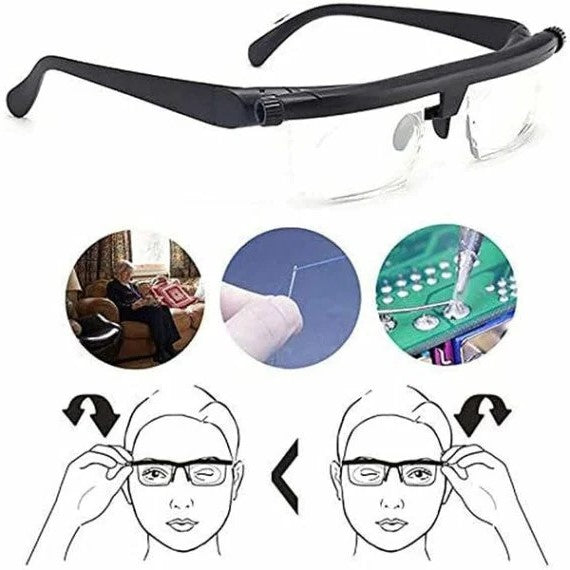 Adjustable Focus Glasses for Clear Near and Far Vision
