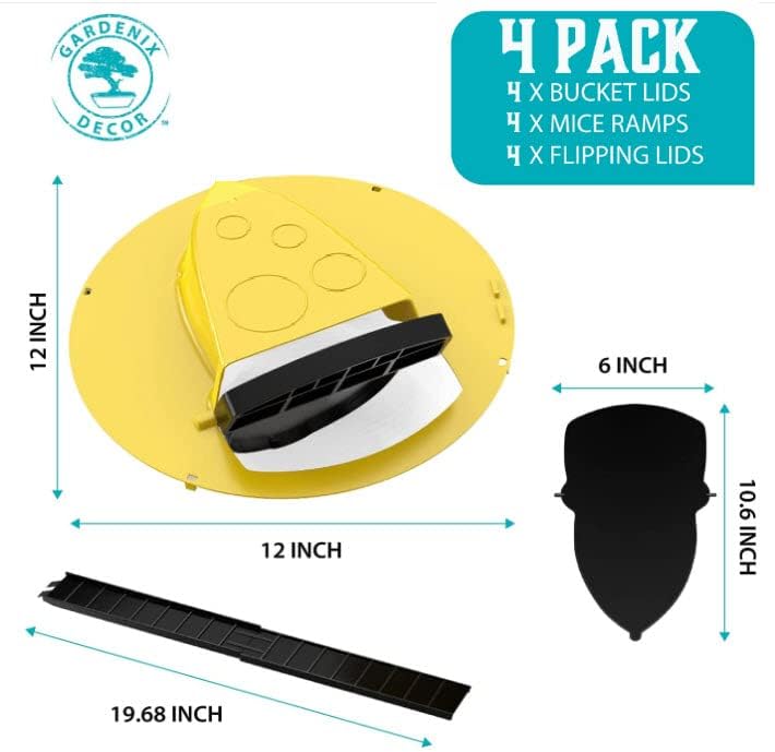 4-Pack Bucket Lid Mouse Traps – Easy Setup for Quick, Safe Rodent Control