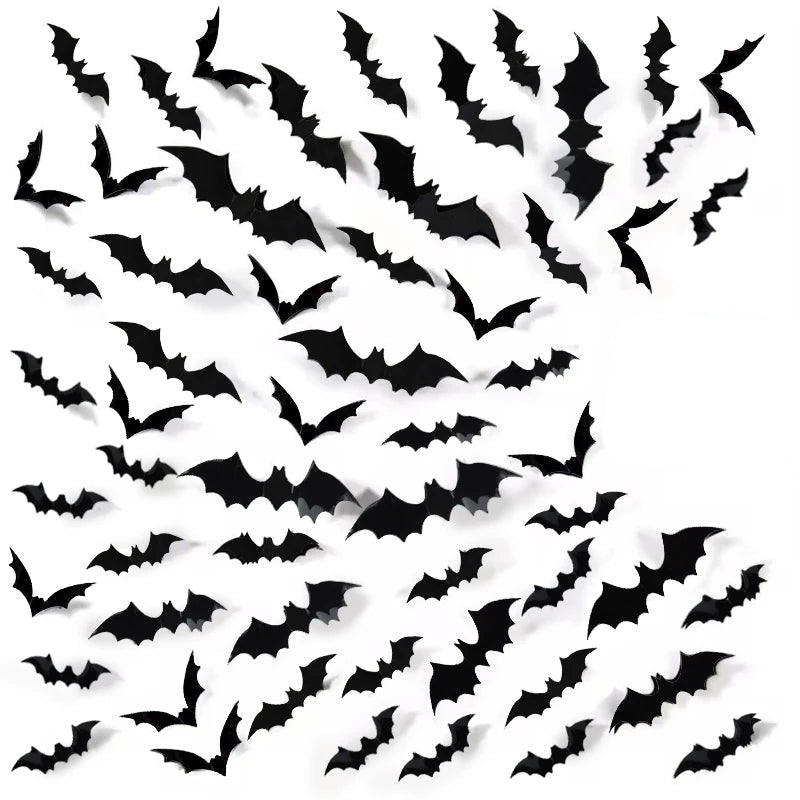 3D PVC Halloween Bats Wall Decals - Spooky Peel-and-Stick Decor