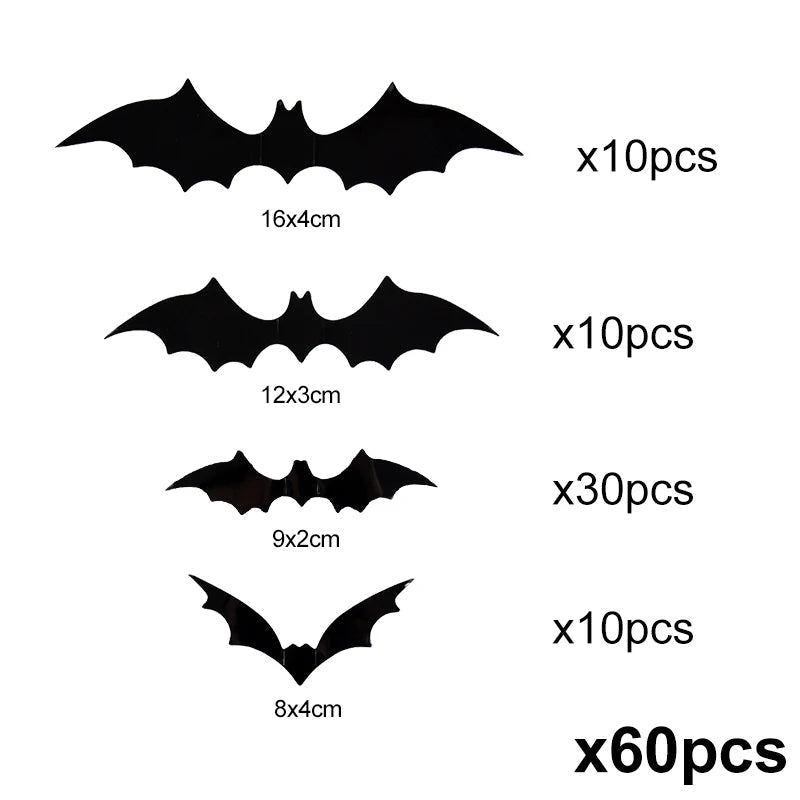 3D PVC Halloween Bats Wall Decals - Spooky Peel-and-Stick Decor