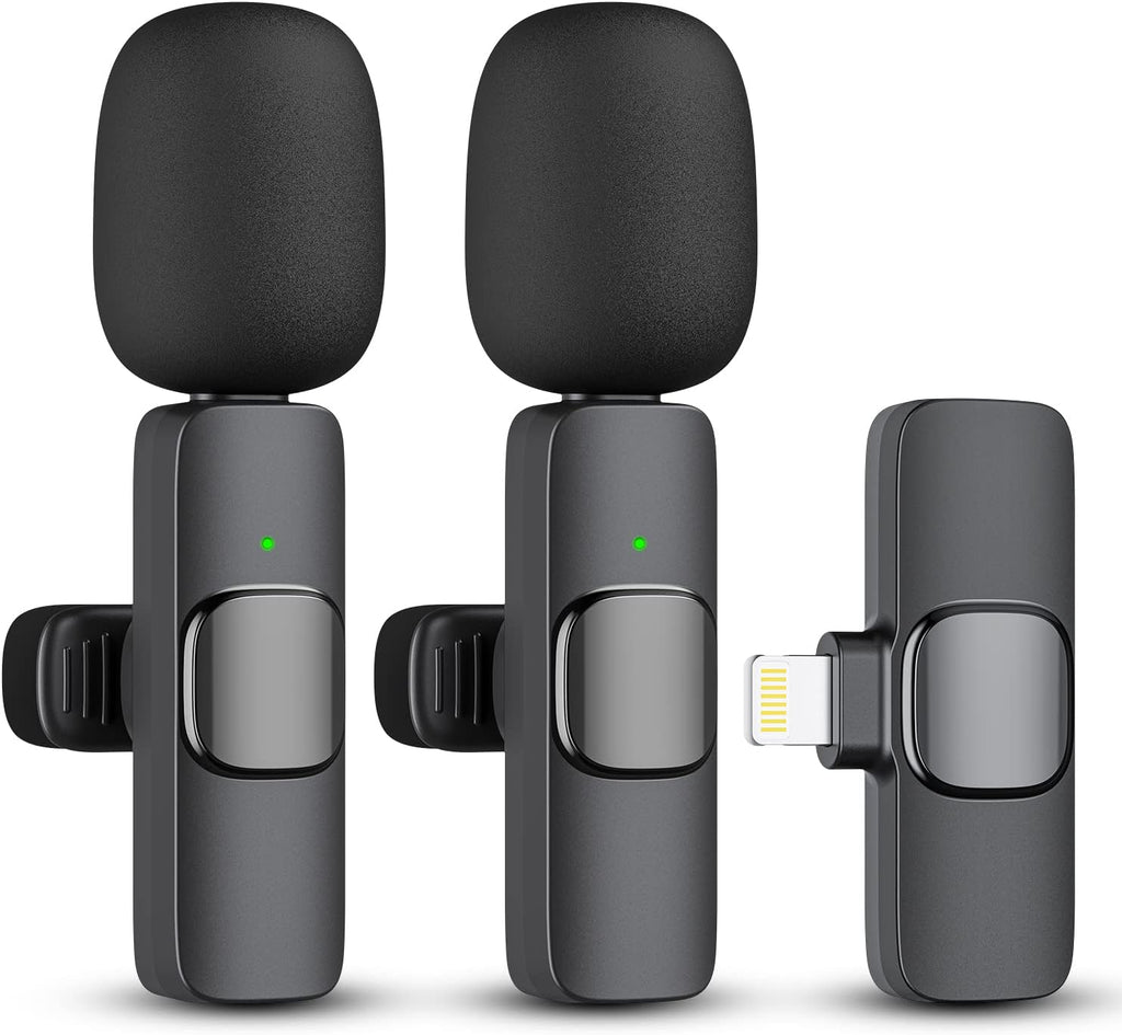 2-Pack Wireless Lavalier Microphones for iPhone & iPad