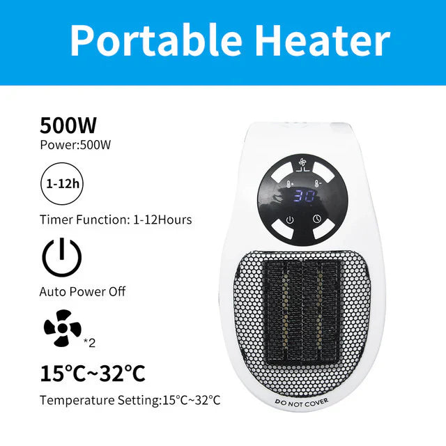 Compact 500W Portable Electric Heater for Quick, Efficient Warmth