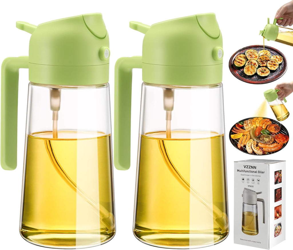 2-Pack Oil Dispenser & Sprayer Bottles – Refillable Kitchen Misters