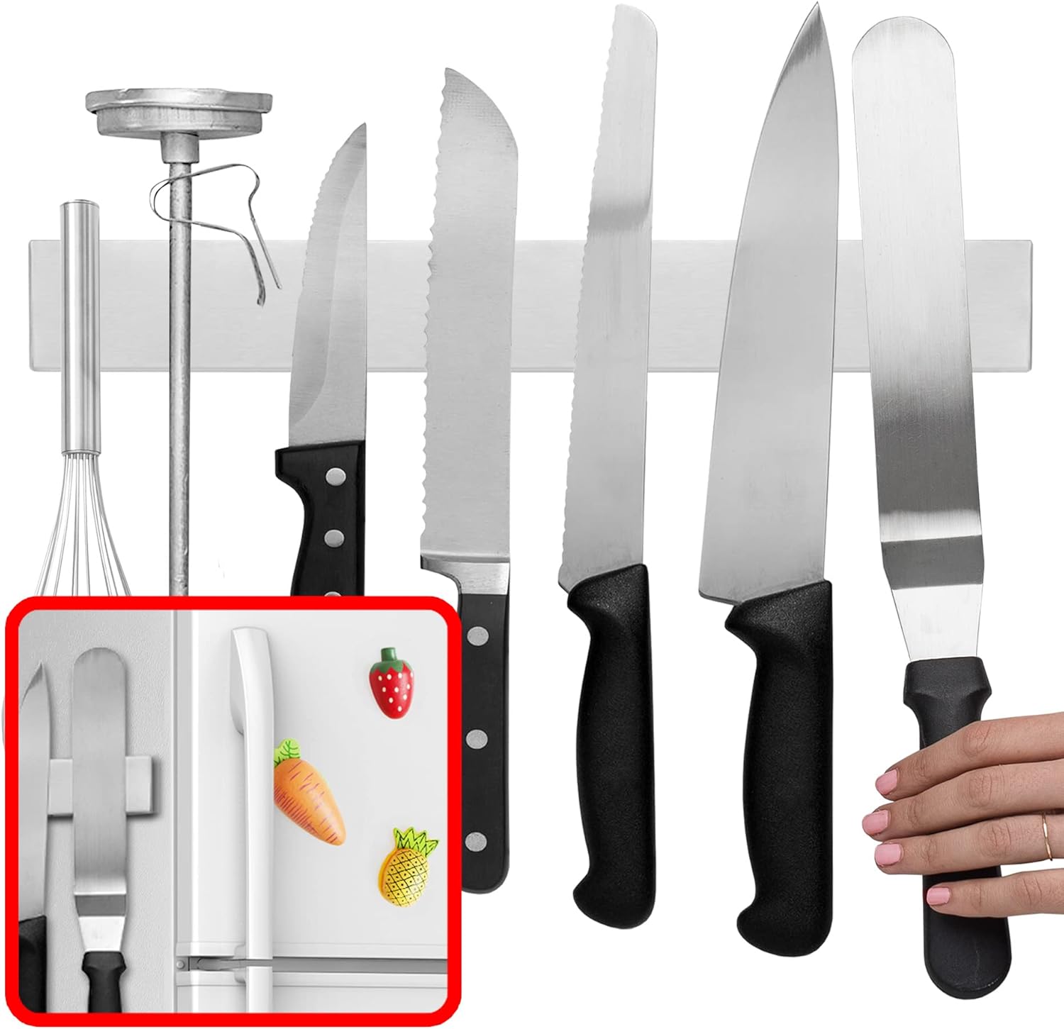 14-Inch Magnetic Knife & Tool Holder – Secure, Quick-Access Organization for Kitchen and Workshop