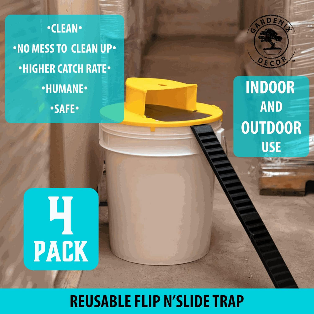 4-Pack Bucket Lid Mouse Traps – Easy Setup for Quick, Safe Rodent Control