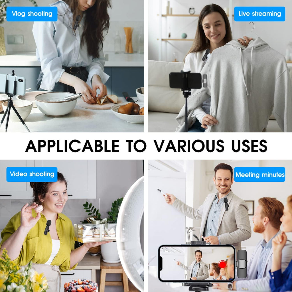 2-Pack Wireless Lavalier Microphones for iPhone & iPad