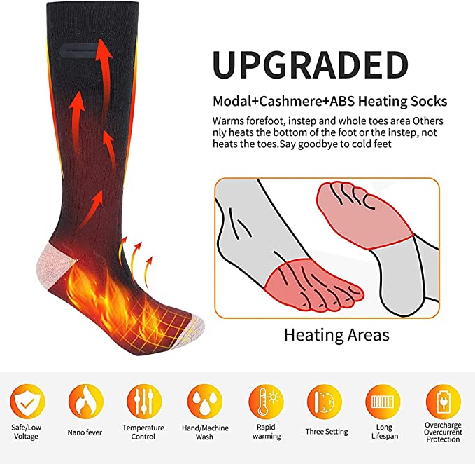 Two Pairs of Unisex Heated Socks for Instant Warmth and All-Day Comfort