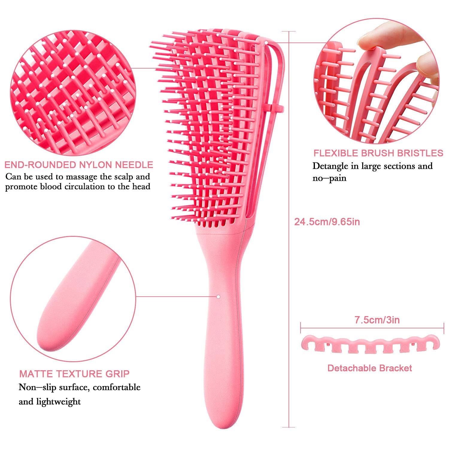 2-Pack Detangling Brushes for Textured Afro Hair (3A–4C)