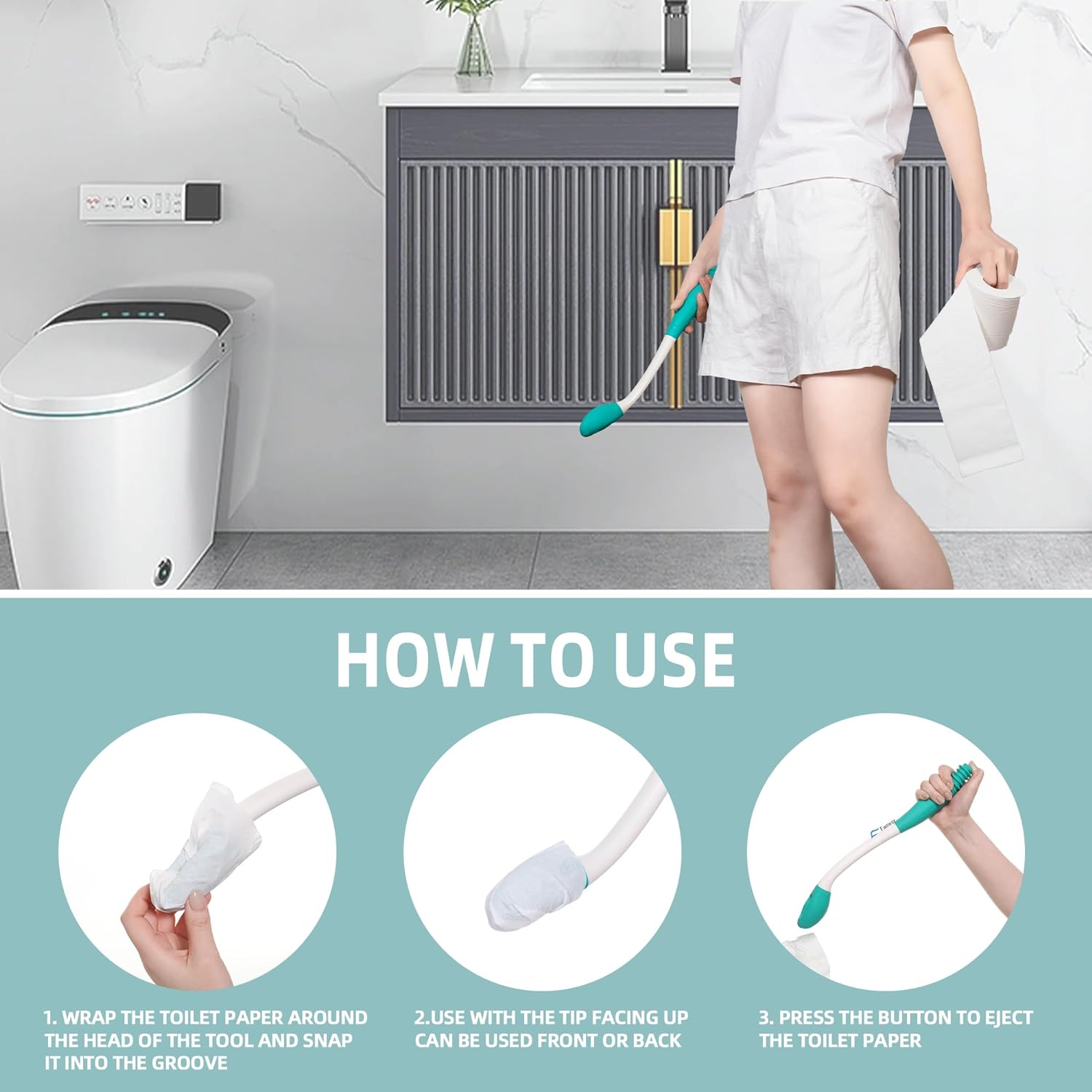 2-Pack Long-Reach Toilet Wiping Aids for Comfortable Cleaning