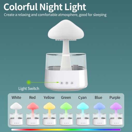 2-in-1 Desk Lamp & Humidifier - Rain Cloud Aromatherapy Diffuser with Essential Oils, Zen Diffuser & Night Light Rain Cloud Mushroom Lamp