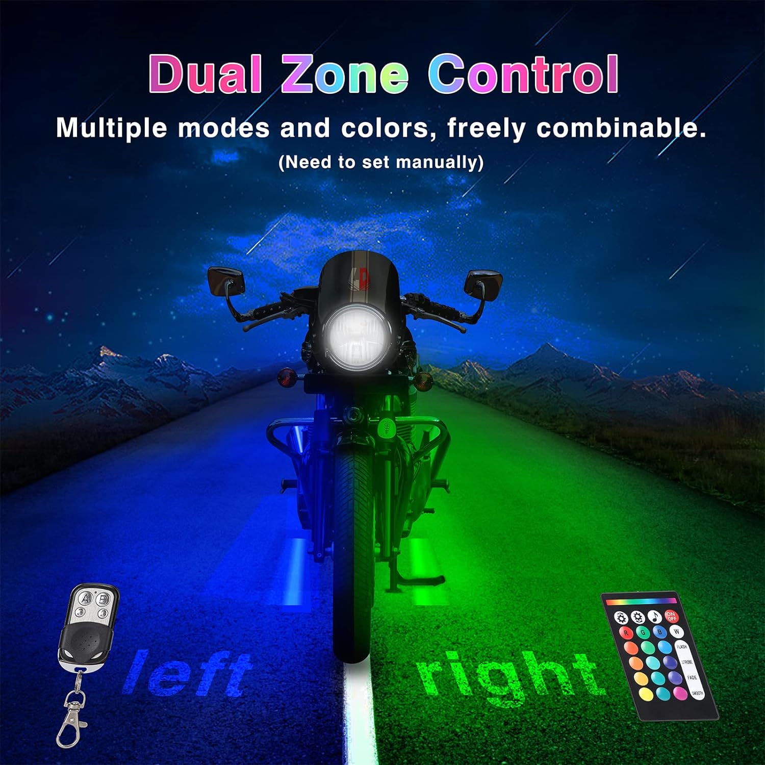 12-Piece Motorcycle LED Light Kit with Brake Light and Turn Signals