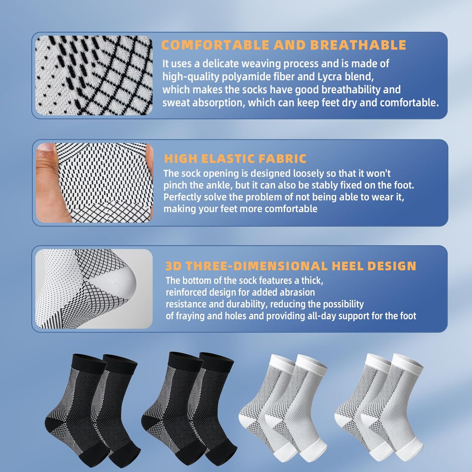 4-Pack Premium Therapy Socks for Men and Women - All-Day Comfort and Support