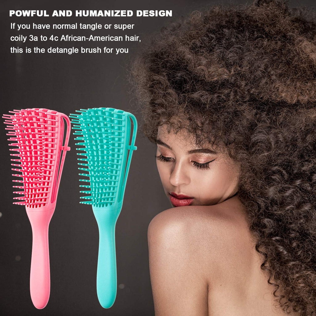 2-Pack Detangling Brushes for Textured Afro Hair (3A–4C)