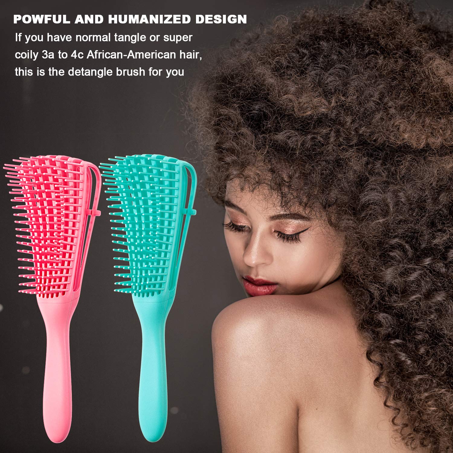 2-Pack Detangling Brushes for Textured Afro Hair (3A–4C)
