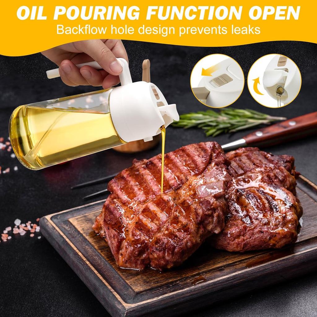 2-Pack Oil Dispenser & Sprayer Bottles – Refillable Kitchen Misters