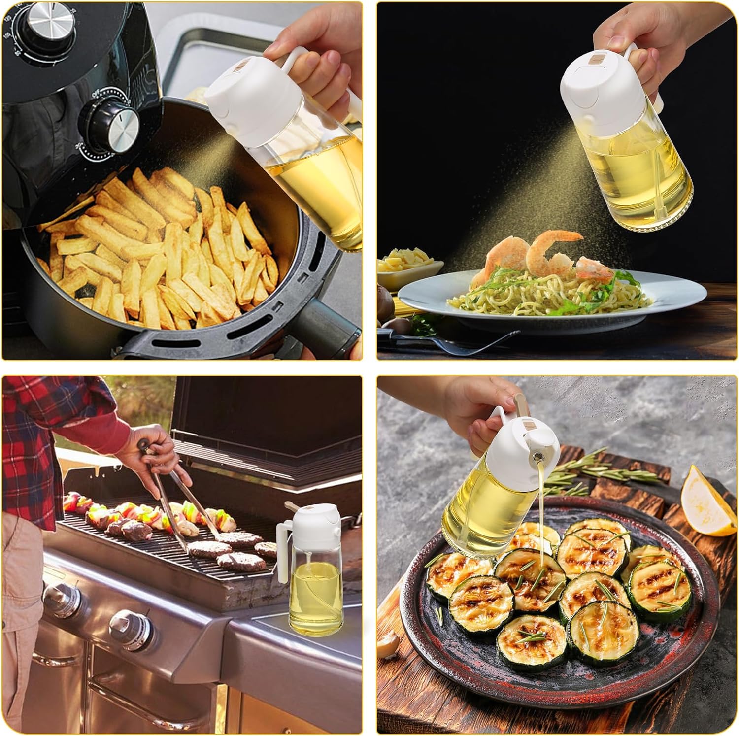 2-Pack Oil Dispenser & Sprayer Bottles – Refillable Kitchen Misters