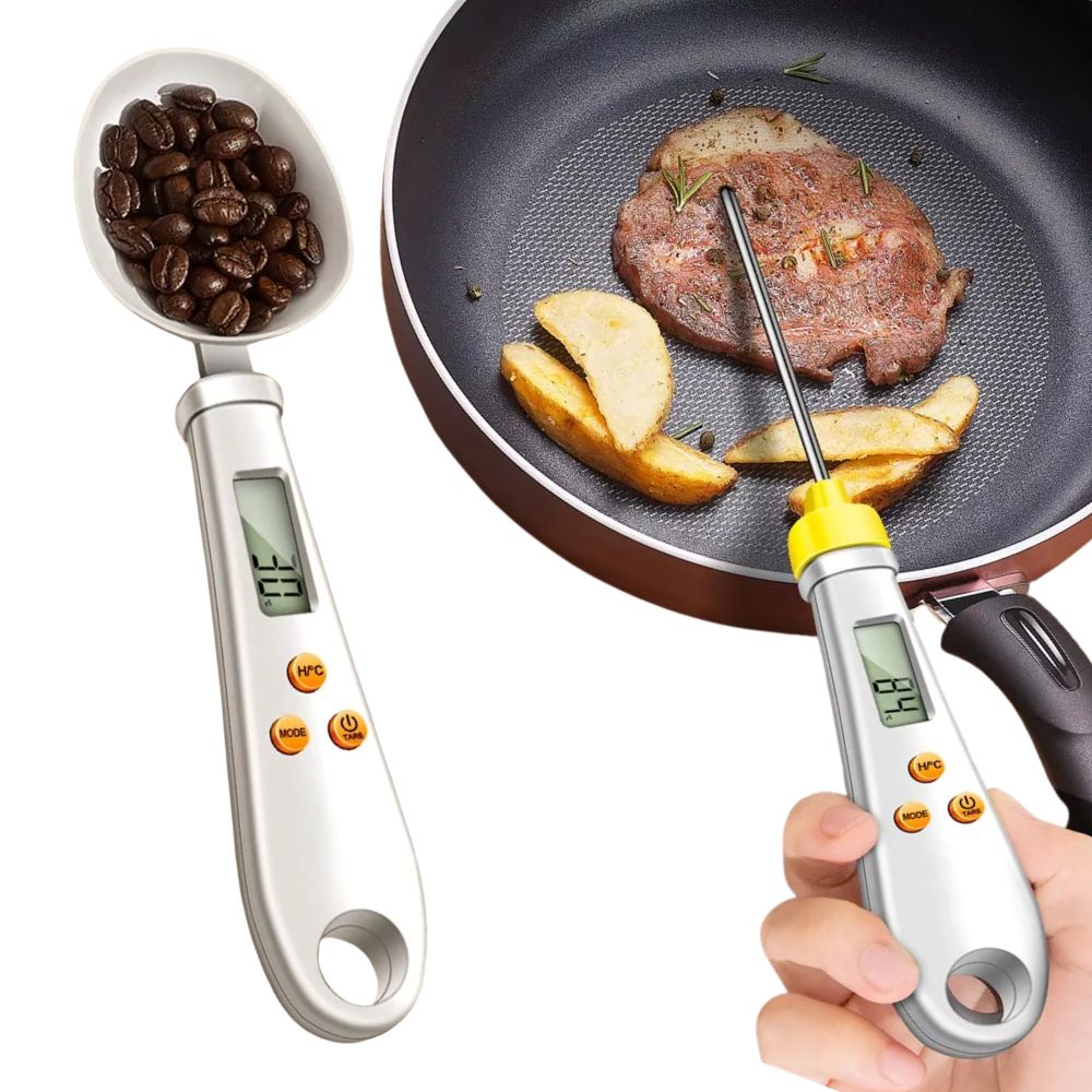2-in-1 Digital Mini Spoon Scale & Food Thermometer — Compact Precision for Cooking