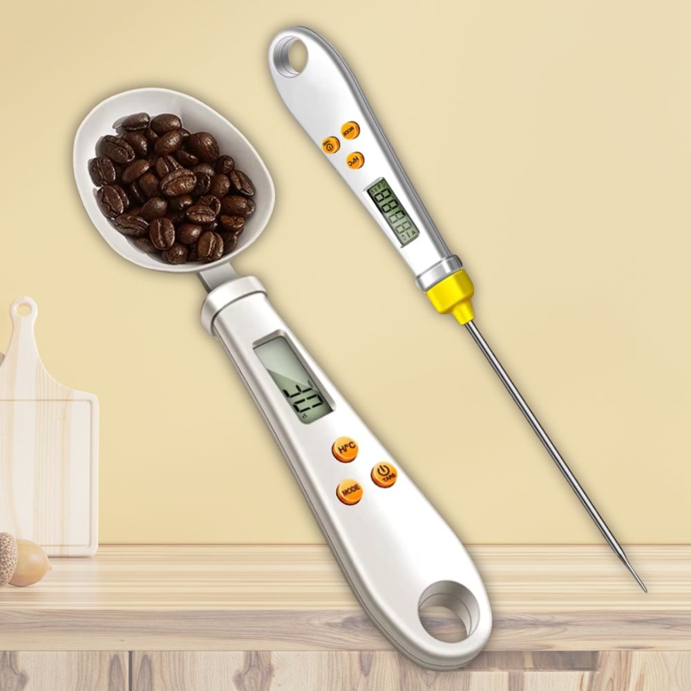 2-in-1 Digital Mini Spoon Scale & Food Thermometer — Compact Precision for Cooking