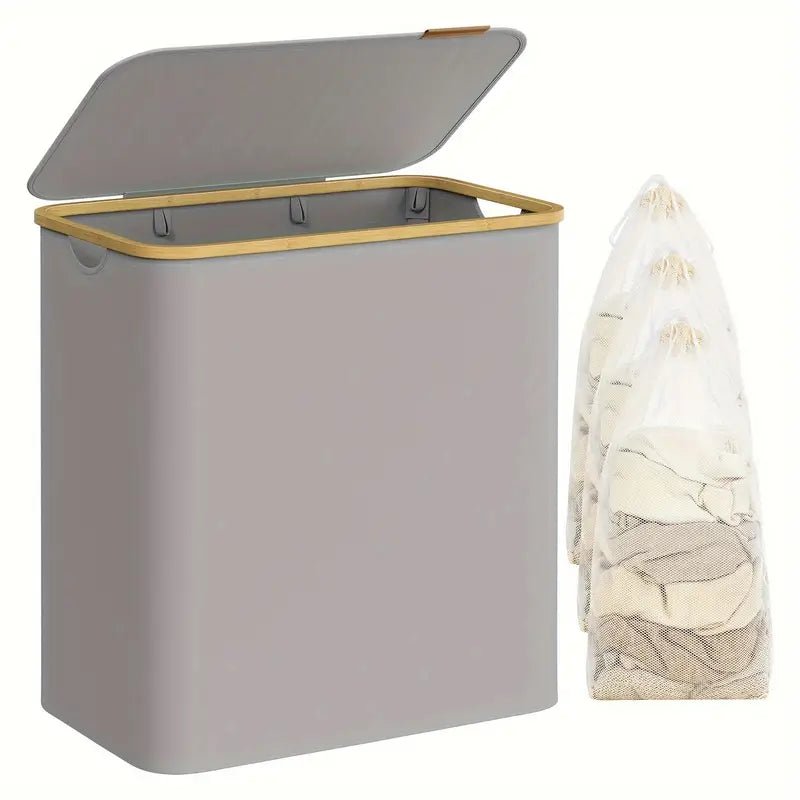 Spacious Collapsible Dual-Compartment Laundry Basket with 5072.1 oz Capacity