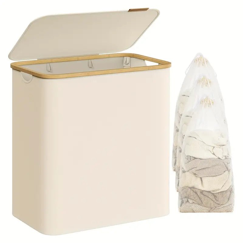 Spacious Collapsible Dual-Compartment Laundry Basket with 5072.1 oz Capacity