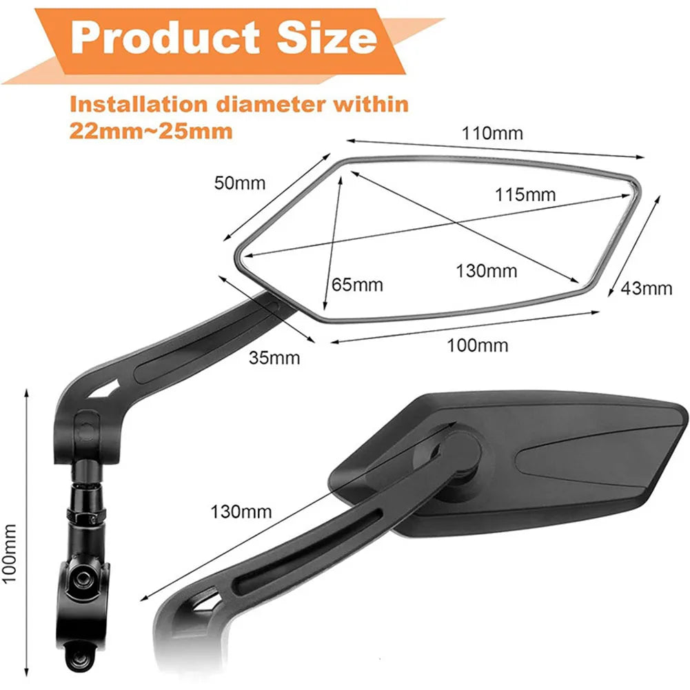 2-Pack Bike Mirrors for a Wide, Clear Rear View