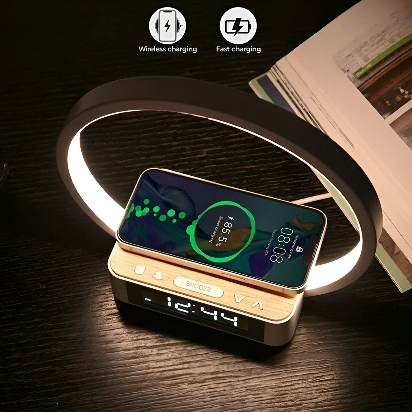 Smart 3-in-1 Table Lamp with Wireless Charging, Alarm Clock & Touch Control