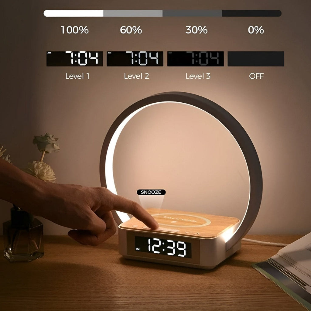 Smart 3-in-1 Table Lamp with Wireless Charging, Alarm Clock & Touch Control