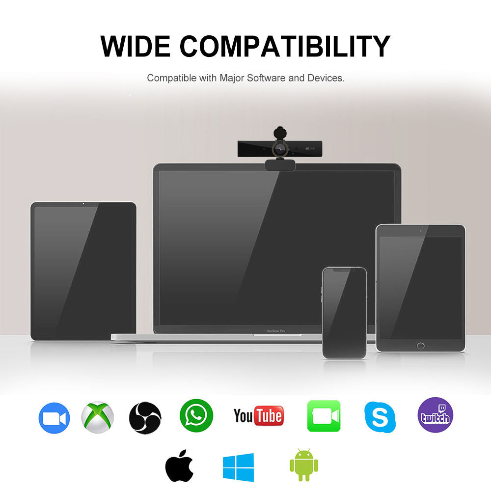 4K Ultra HD Webcam for Crisp, Professional Video