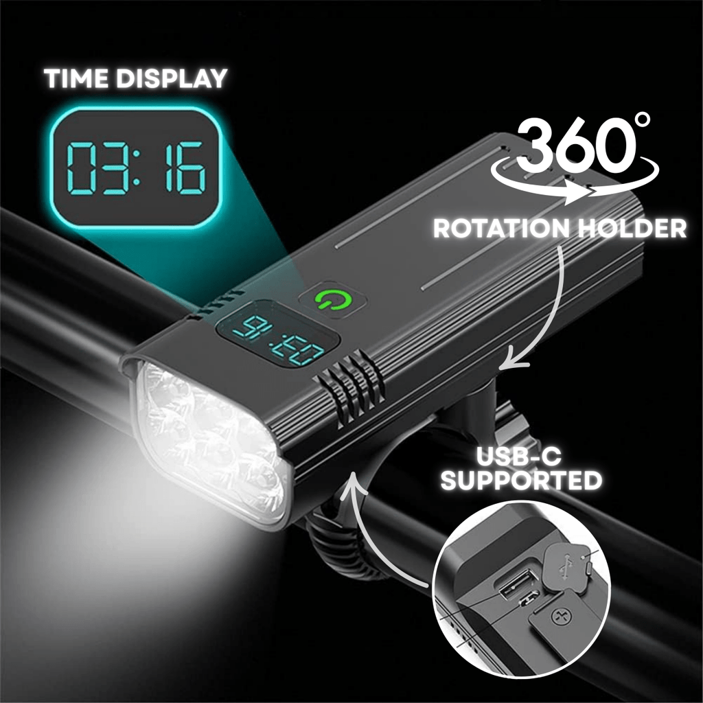 Ultra-Bright 5000 Lumen Bike Light with 12 LEDs and USB-C Rechargeable Battery