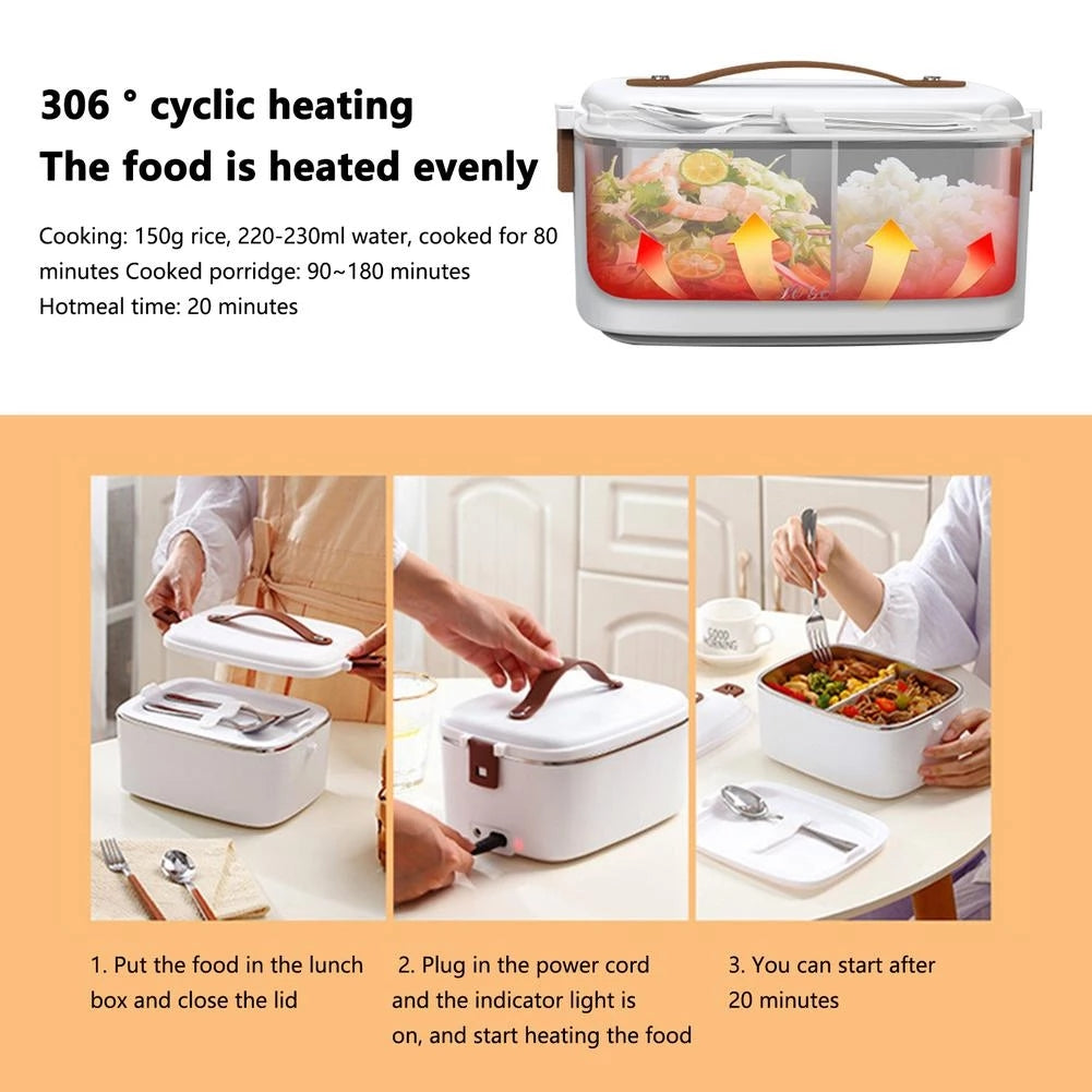 3-in-1 Electric Lunch Box – Heat, Steam, and Enjoy Hot Meals On the Go