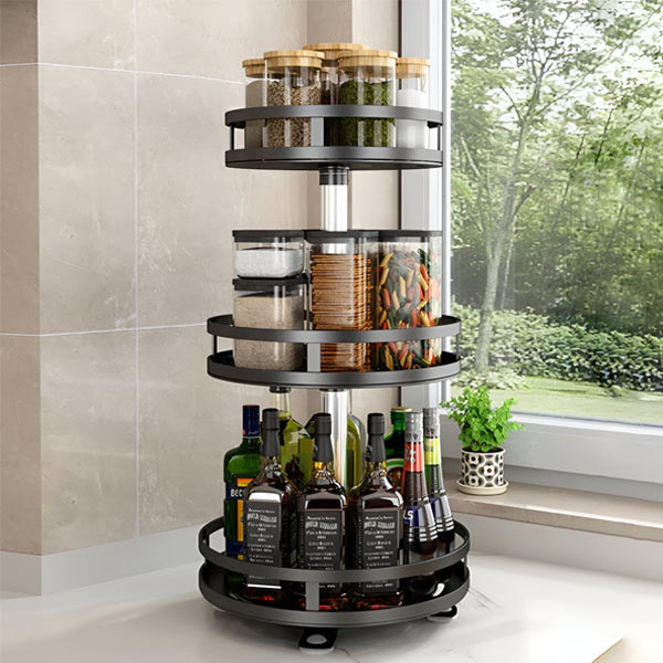 3-Tier Swivel Metal Organizer - Space-Saving, Easy-Access Storage Rack