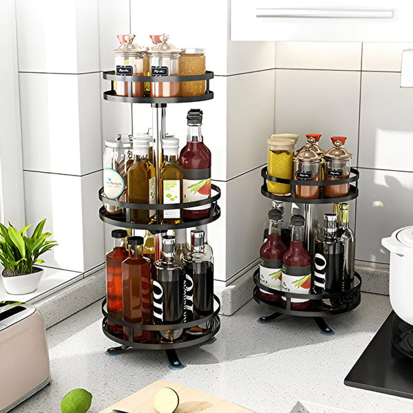 3-Tier Swivel Metal Organizer - Space-Saving, Easy-Access Storage Rack