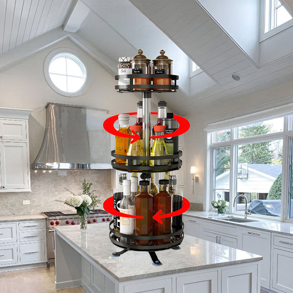 3-Tier Swivel Metal Organizer - Space-Saving, Easy-Access Storage Rack