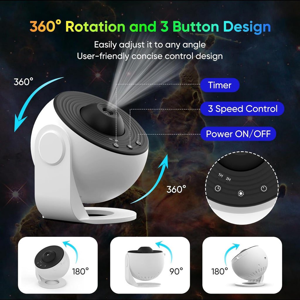 360° Planetarium Projector - Immersive Night Sky Display for Deep Relaxation and Stress Relief