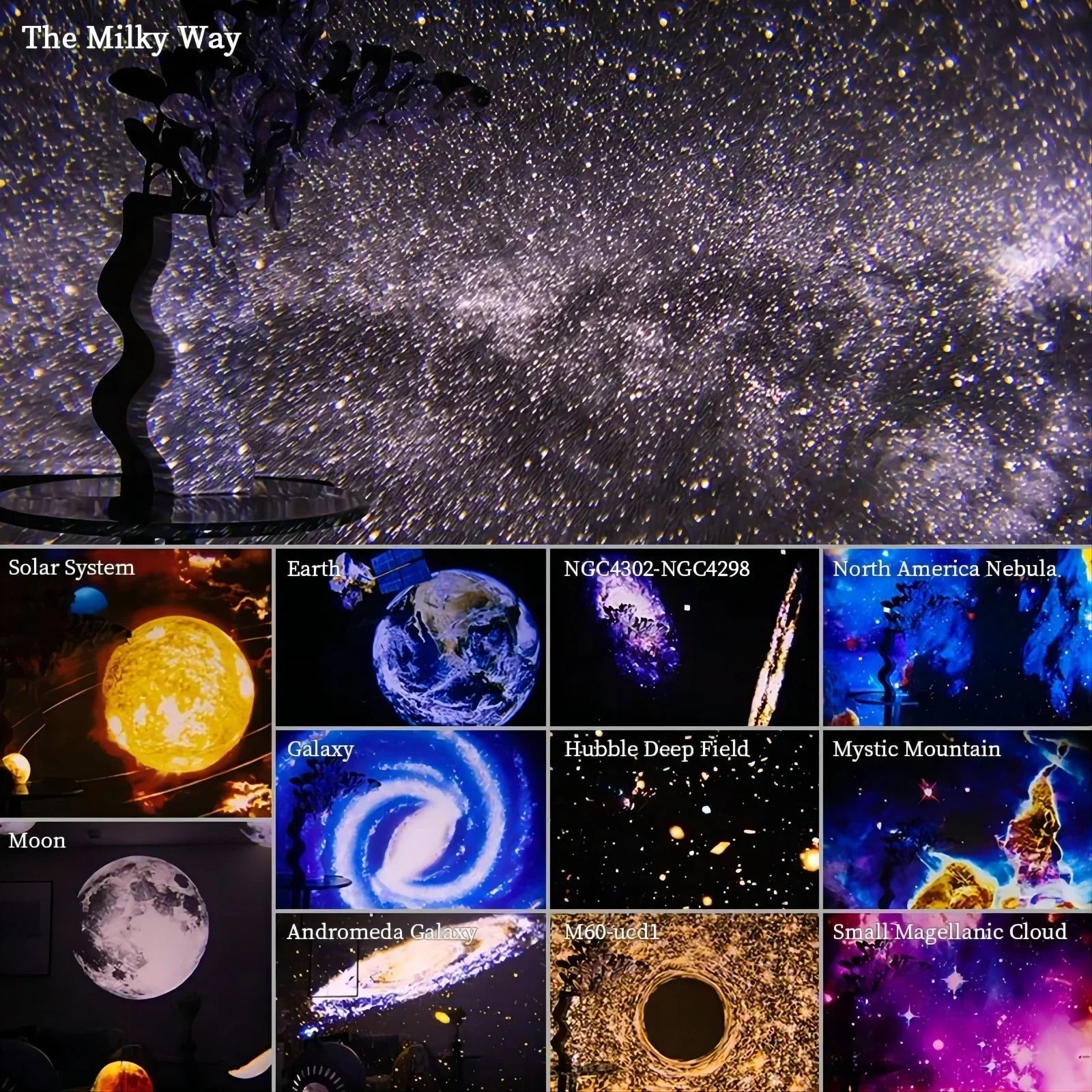 360° Planetarium Projector - Immersive Night Sky Display for Deep Relaxation and Stress Relief