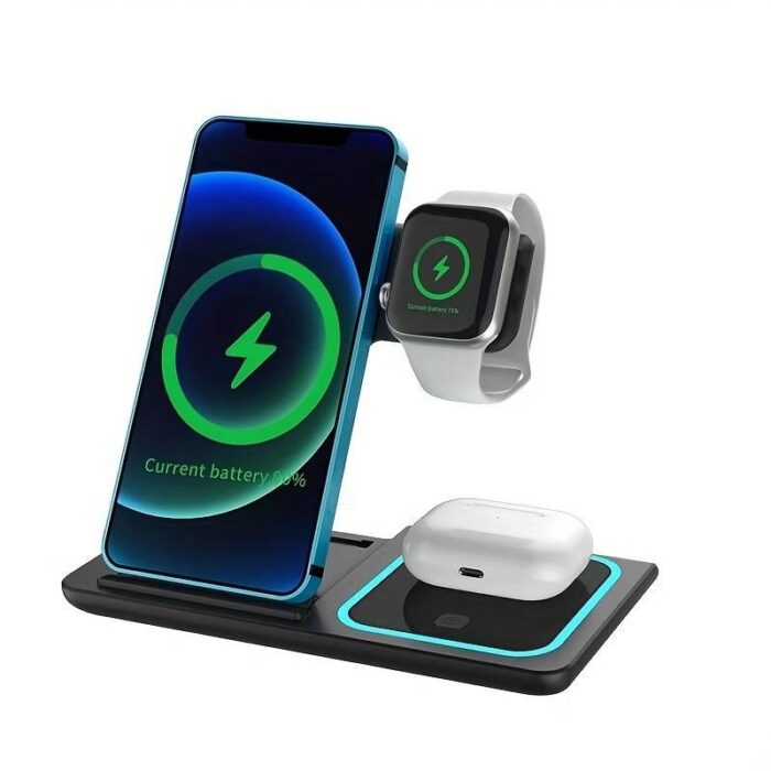 3-in-1 Wireless Charging Station for iPhone - Fast, Space-Saving Induction Dock